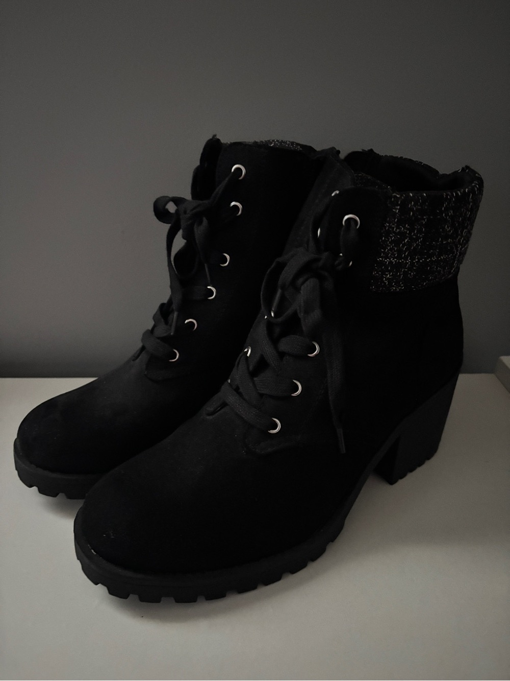 Black Lace-Up Sun + Stone Ankle Boots